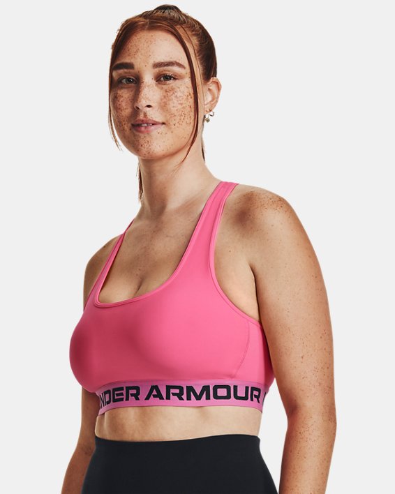 Bra deportivo Armour® Mid Crossback para mujer, Pink, pdpMainDesktop image number 3